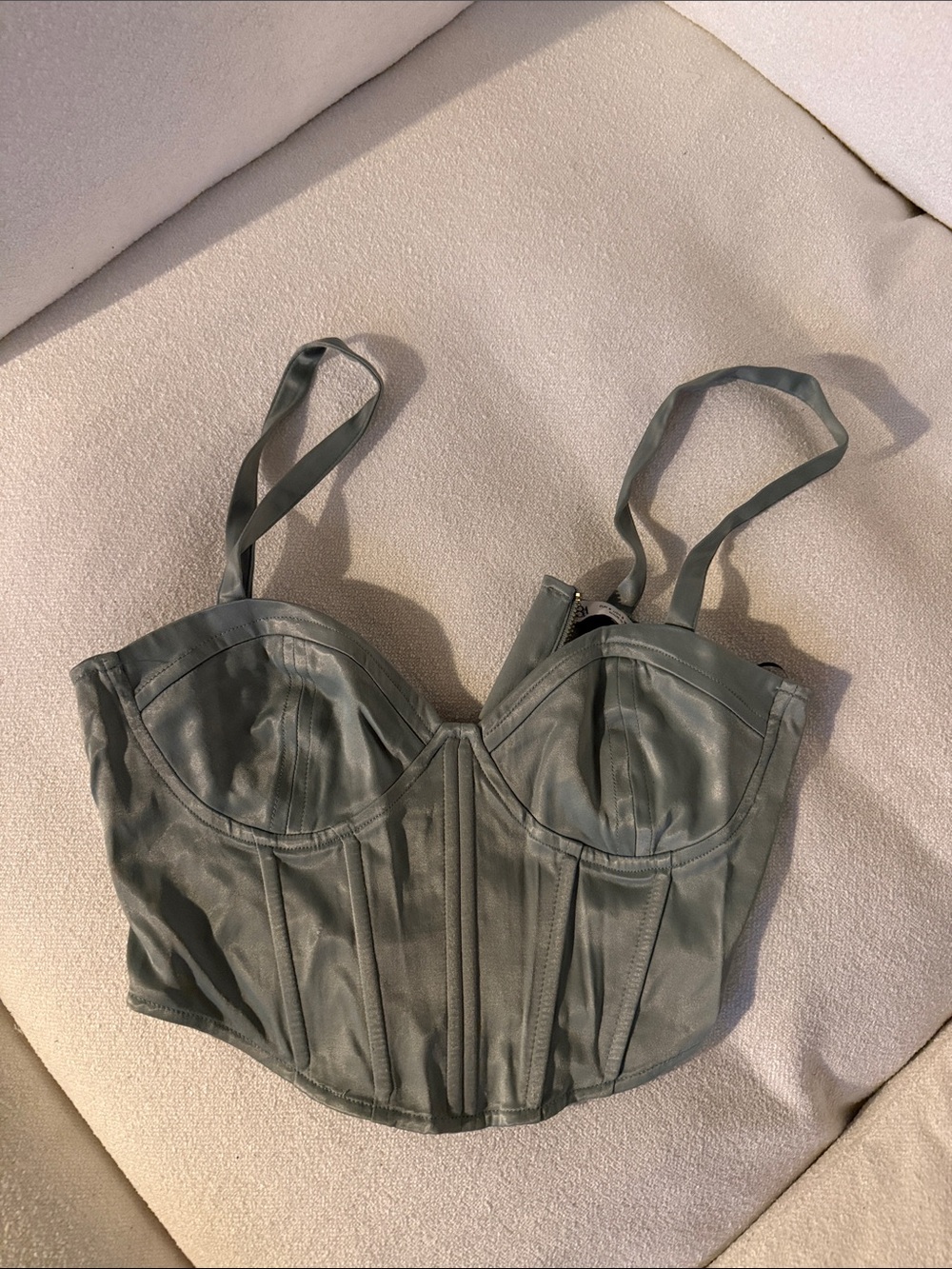 Zara Sage Green Satin Corset Top